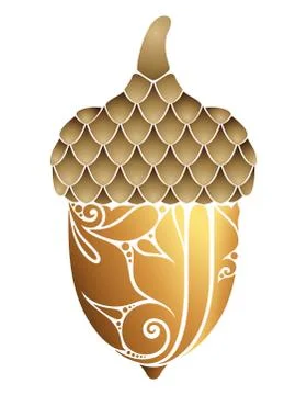 Colored Decorative Acorn Stock Illustration