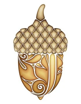 Colored Decorative Acorn Stock Illustration