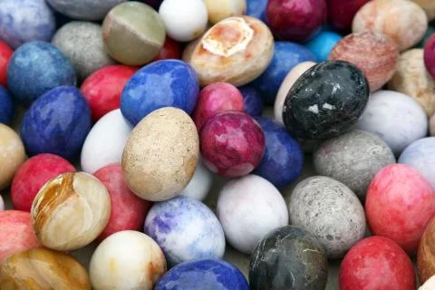 Colored decorative onyx eggs Stock Photos