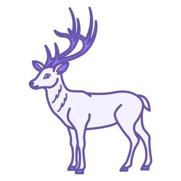 Colored Deer Icon. Vector Illustration. Mammal. Cute Deer with Antlers. Ani.. Stock Illustration