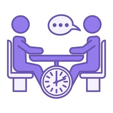 Colored Deliberation Icon. Vector Illustration. People Talking Around the T.. Stock Illustration