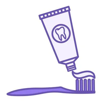 Colored Dentifrice Icon. Vector Icon of Applying Toothpaste to a Toothbrush.. 库存插图
