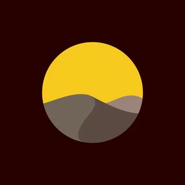 Colored desert hill with sunset circle logo design vector graphic symbol ic.. Illustrazione stock