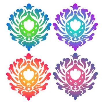 Colored design elements, ornament. Gradient fill, modern style. A set of Stock Illustration