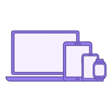 Colored Device Icon. Vector Illustration. Laptop, Tablet, Mobile Phone, and.. Stock Illustration