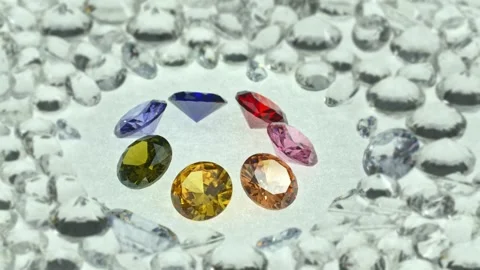 .colored diamonds displayed in the middle of a white diamonds. Stock Footage 255303412
