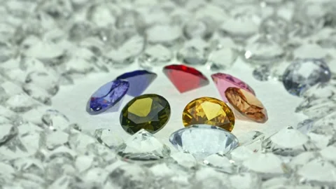 .colored diamonds displayed in the middle of a white diamonds. Stock Footage 255303677