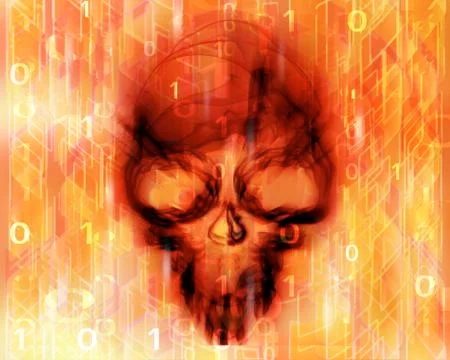 Colored digital abstract background with skull 스톡 일러스트