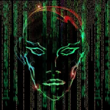 Colored digital face abstract background Stock Illustration