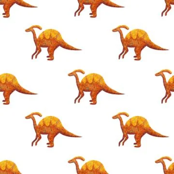 Colored Dinosaur pattern Parazaulorf orange with yellow Stock Illustration