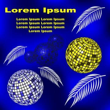 Colored disco balls decorated with white branches Stock Illustration