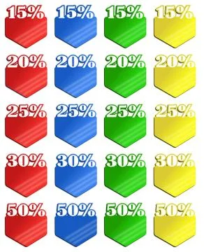 Colored discount labels Illustrazione stock
