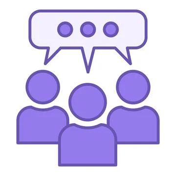 Colored Discussion Icon. Vector Icon. Group of People in Meeting, Seminar o.. Stock Illustration