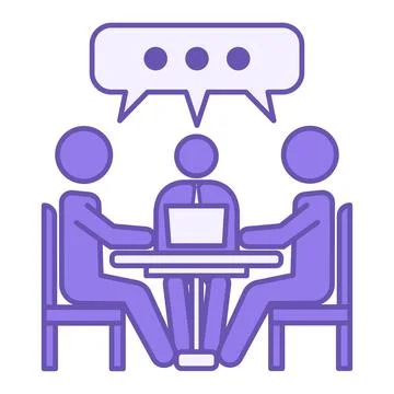 Colored Discussion Icon. Vector Illustration. People Sitting at a Table and.. Stock Illustration