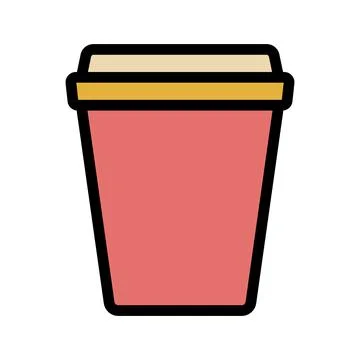 Colored Disposable cup with lid. Simple food icon in trendy line style isolat Stock Illustration