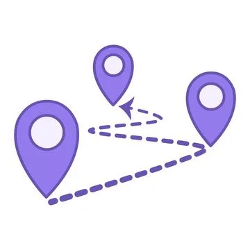 Colored Distance Icon. Vector Icon of Dotted Arrow Showing Distance and Geo.. Stock Illustration
