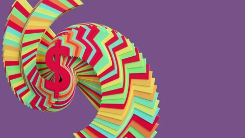 Colored dollar sign with glitch effect on purple background Vídeo Stock 314378762