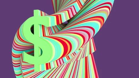 Colored dollar sign with glitch effect on purple background 스톡 동영상 314378787