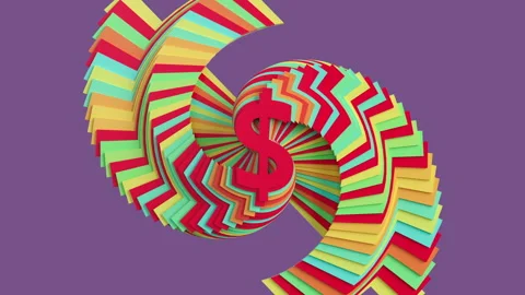 Colored dollar sign with glitch effect on purple background 스톡 동영상 314379105