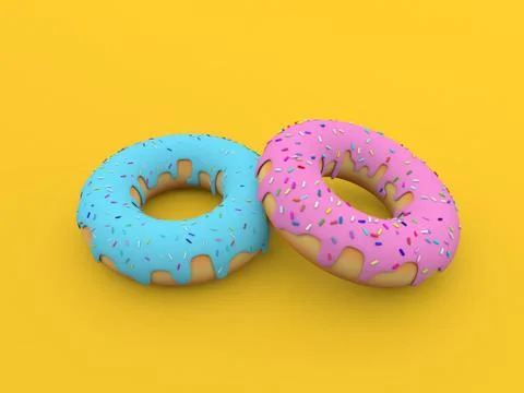 Colored donuts on a yellow background.. Stock Illustration