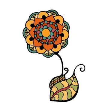 Colored doodle flower Stock Illustration