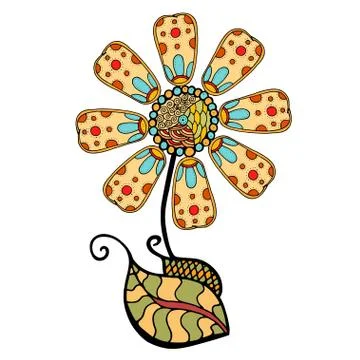 Colored doodle flower Stock Illustration