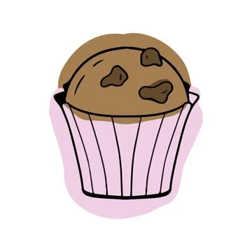 Colored doodle Muffin cup vector Stock Illustration
