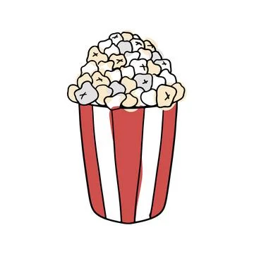 Colored doodle popcorn cup vector Stock Illustration