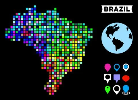 Colored Dot Brazil Map Illustrazione stock