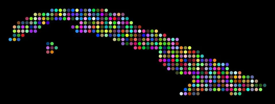 Colored Dot Cuba Map Stock Illustration