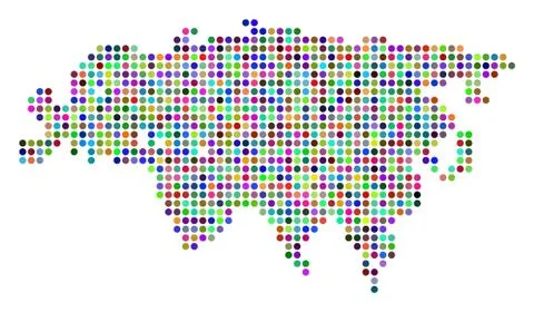 Colored Dot Eurasia Map Stock Illustration