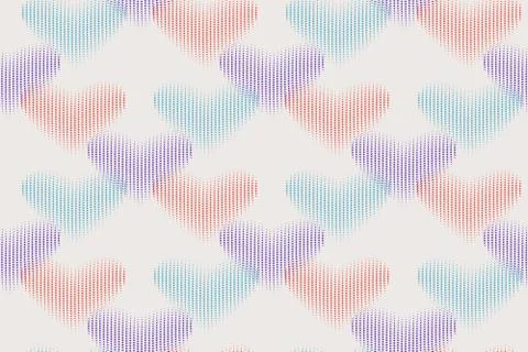 Colored dot hearts seamless pattern. Valentines Day vector background. Stock Illustration