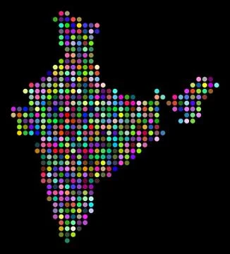 Colored Dot India Map Illustrazione stock