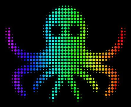 Colored Dot Octopus Icon 스톡 일러스트