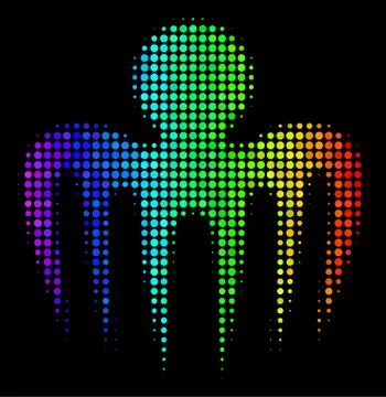 Colored Dot Spectre Octopus Icon 스톡 일러스트