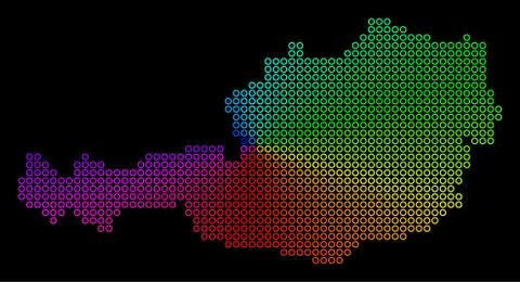 Colored Dotted Austria Map Stock Illustration