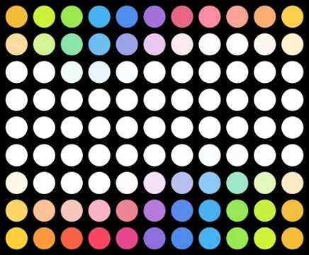 Colored dotted background over black background Illustrazione stock