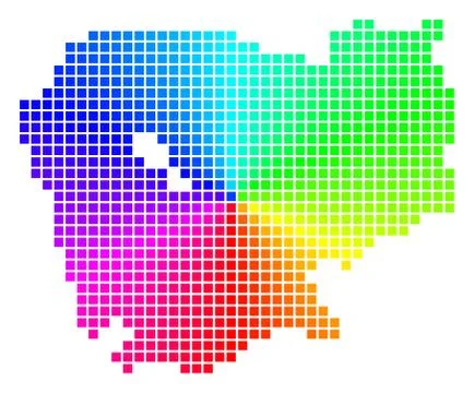 Colored Dotted Cambodia Map Illustrazione stock