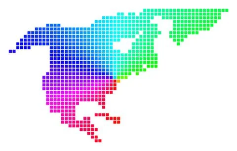 Colored Dotted North America Map Stock Illustration