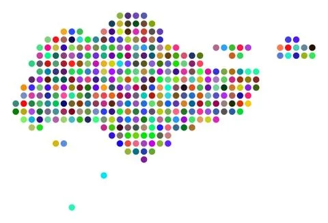 Colored Dotted Singapore Map Stock Illustration