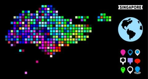 Colored Dotted Singapore Map Stock Illustration