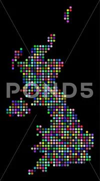 Colored Dotted United Kingdom Map Stock Illustration