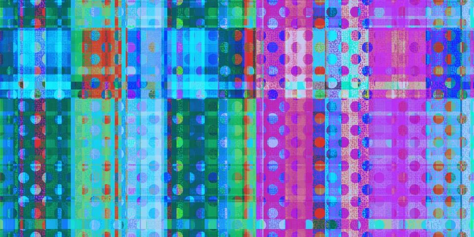 Colored Dotty Distortion Screen Texture. Colorful Noise Background. Glitch Ar Stock Illustration