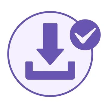 Colored Download Success Icon. Vector Illustration. Fast and Efficient Cont.. Stock Illustration
