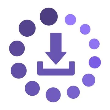 Colored Downloading Icon. Vector Illustration. Download Process. Retrieving.. Stock Illustration