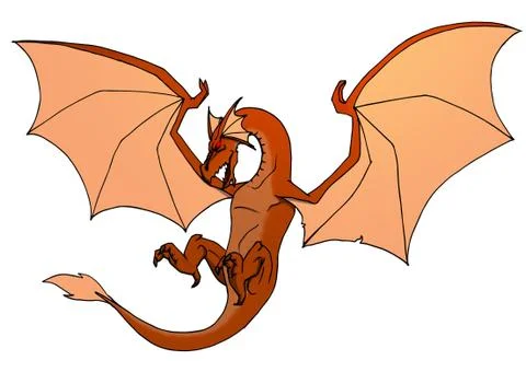 Colored dragon isolated on white background. Hand drawing illustration Stock-Illustration