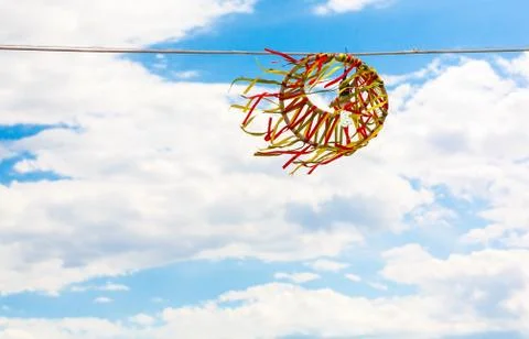 Colored draperies in the wind Stock Photos