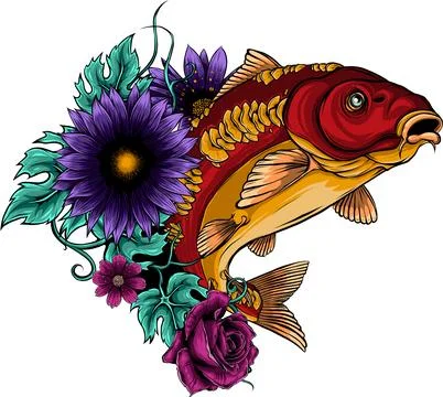 Colored draw of Carp Fish Vector Illustration design Stock Illustration