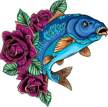 Colored draw of Carp Fish Vector Illustration design Stock Illustration