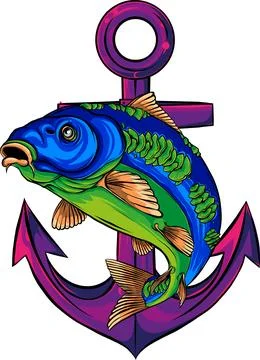 Colored draw of Carp Fish Vector Illustration design Stock-Illustration